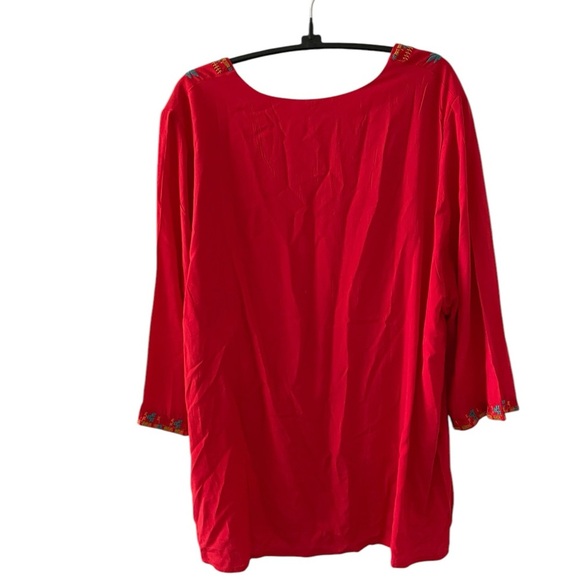 Higustar Embroidered Short Sleeve V Neck Boho Mexican Style Blouse Peasant Tops - Picture 2 of 10